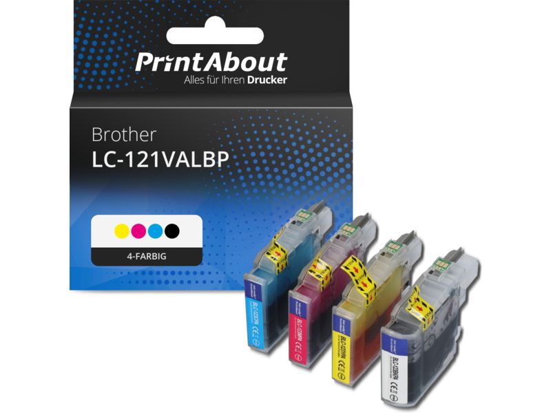 PrintAbout Druckerpatrone LC-121VALBP 4-farbig Multipack für Brother