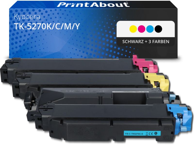 PrintAbout Toner TK-5270K/C/M/Y Schwarz + 3 Farben Multipack für Kyocera