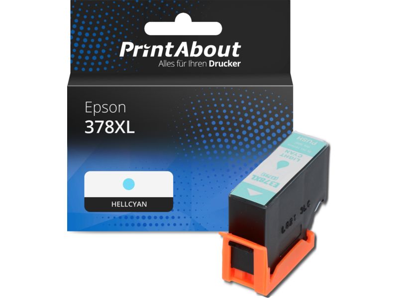 PrintAbout Druckerpatrone 378XL (C13T37954010) Hellcyan Hohe Kapazität für Epson