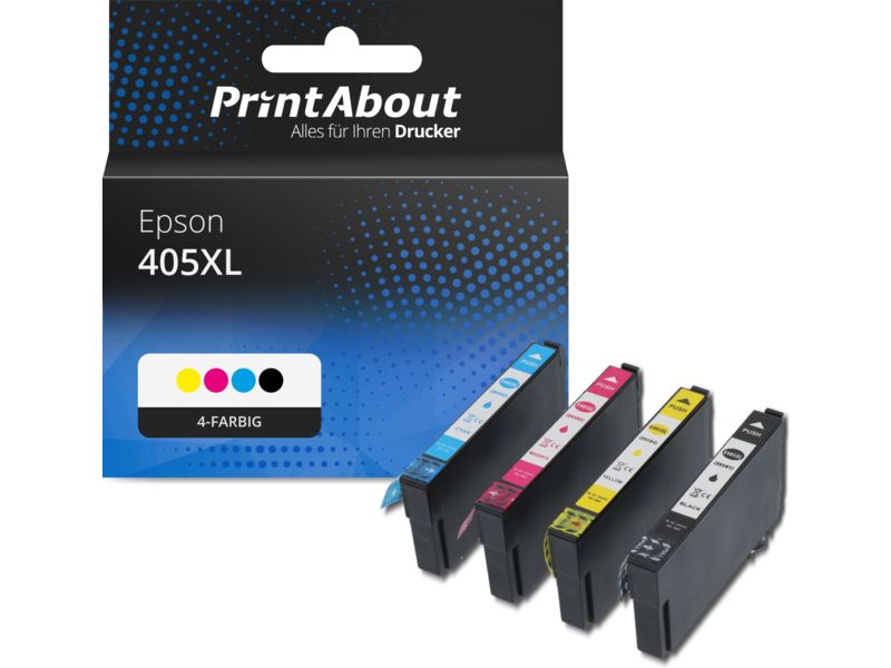 PrintAbout Druckerpatrone 405XL (C13T05H64010) 4-farbig Multipack Hohe Kapazität für Epson