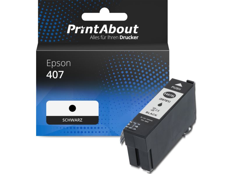 PrintAbout Druckerpatrone 407 (C13T07U1400) Schwarz für Epson