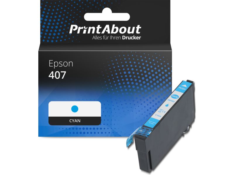 PrintAbout Druckerpatrone 407 (C13T07U240) Cyan für Epson