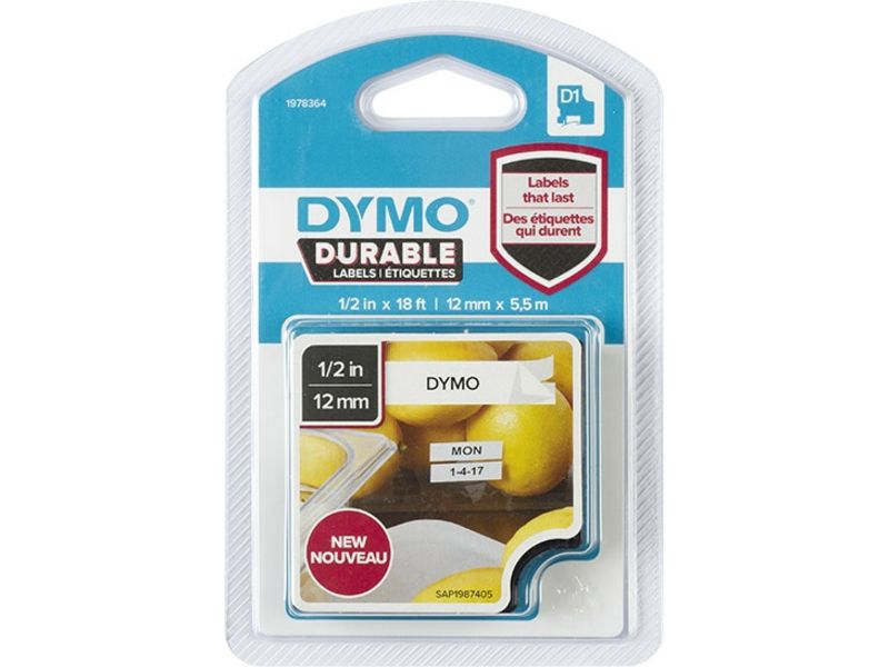 Dymo Durable 1978364 Schriftbänder Schwarz auf Weiß (12 mm)