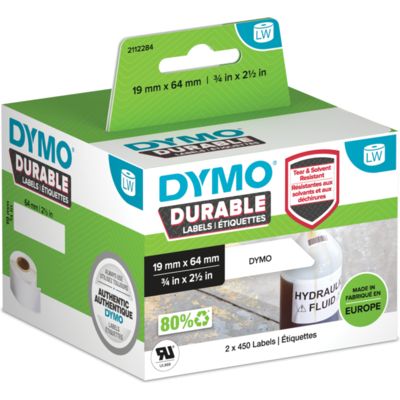 Dymo Durable 2112284 Etikett Schwarz auf Weiß (19 mm x 64 mm)