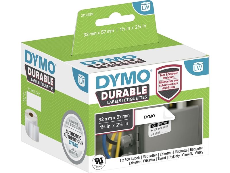 Dymo Durable 2112289 Etikett Schwarz auf Weiß (32 mm x 57 mm)