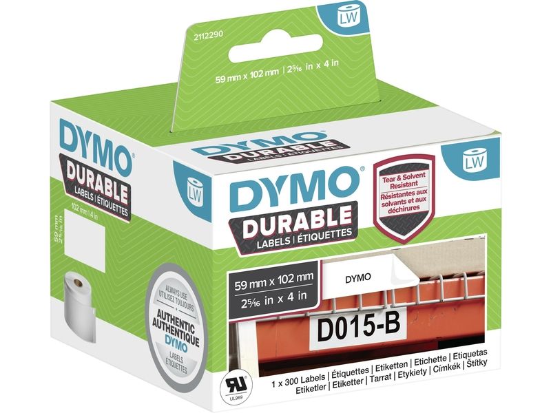 Dymo Durable 2112290 Etikett Schwarz auf Weiß