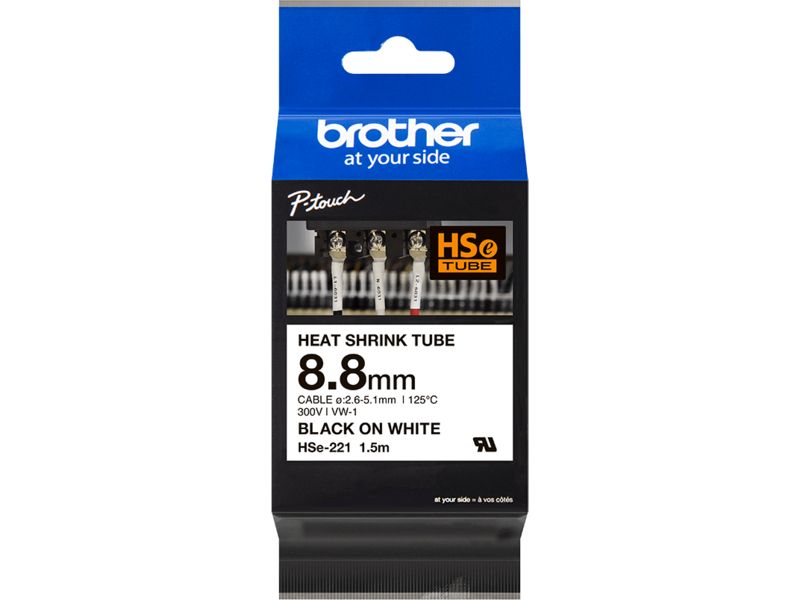 Brother HSe-221 - (8,8 mm) - Schwarz auf weiß - Tape