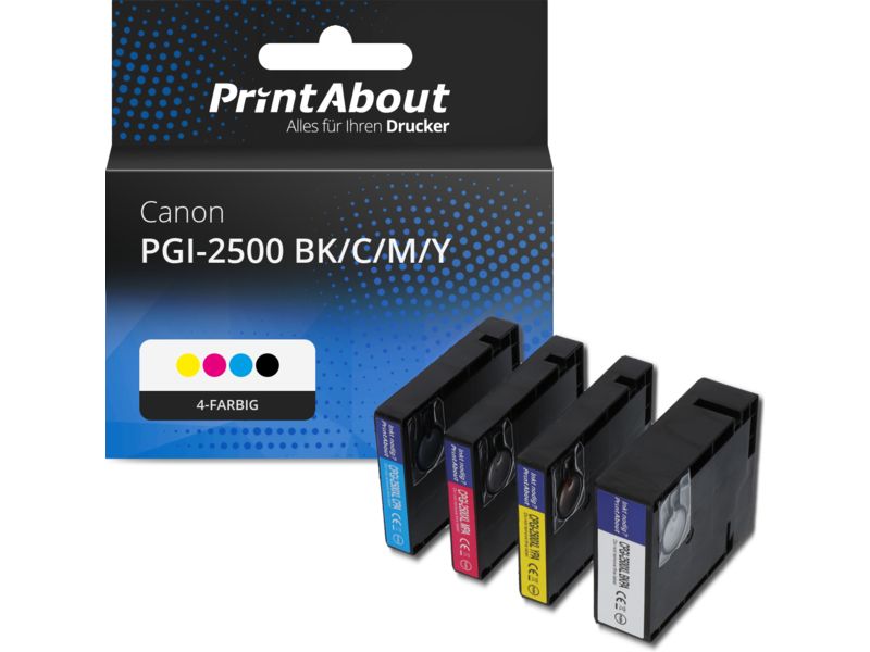 PrintAbout Druckerpatrone PGI-2500 BK/C/M/Y 4-farbig Multipack für Canon