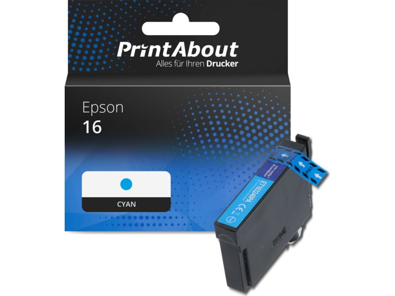 PrintAbout Druckerpatrone 16 (C13T16224012) Cyan für Epson