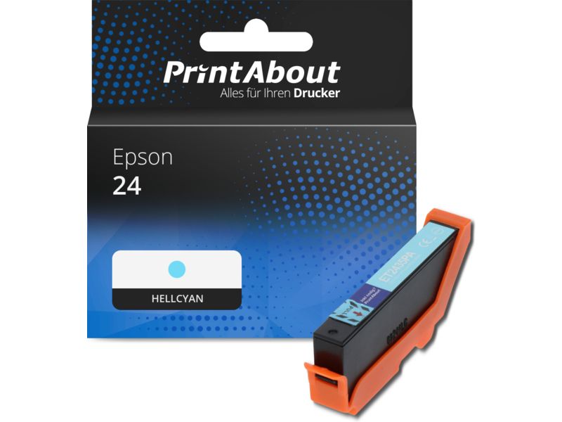 PrintAbout Druckerpatrone 24 (C13T24254012) Hellcyan für Epson