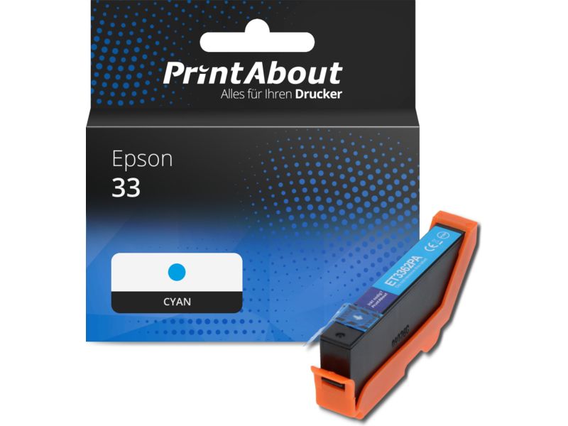 PrintAbout Druckerpatrone 33 (C13T33424012) Cyan für Epson