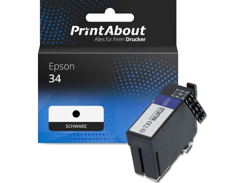 PrintAbout Druckerpatrone 34 (C13T34614010) Schwarz für Epson