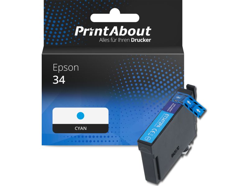 PrintAbout Druckerpatrone 34 (C13T34624010) Cyan für Epson