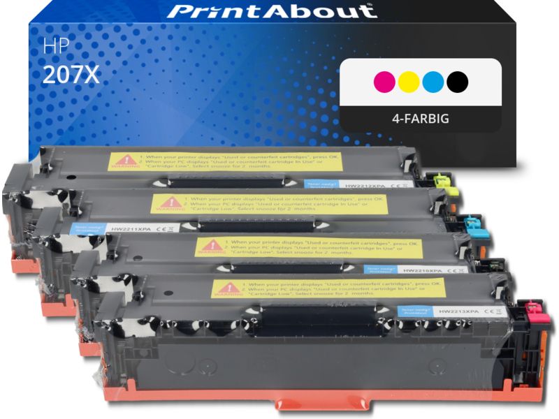 PrintAbout Toner 207X (W2210/11/12/13X) 4-farbig Multipack Hohe Kapazität für HP