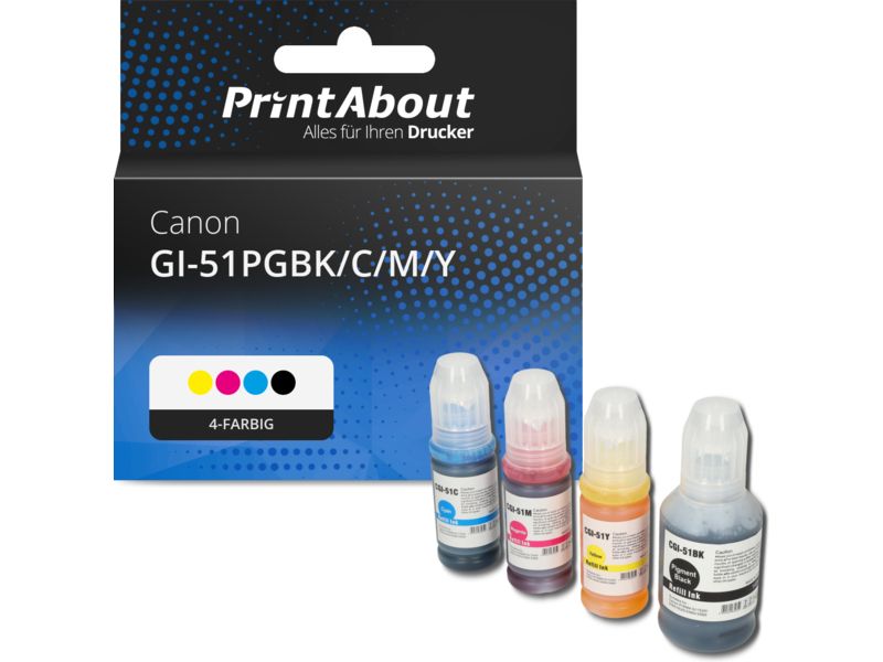 PrintAbout Druckerpatrone GI-51PGBK/C/M/Y 4-farbig Multipack für Canon