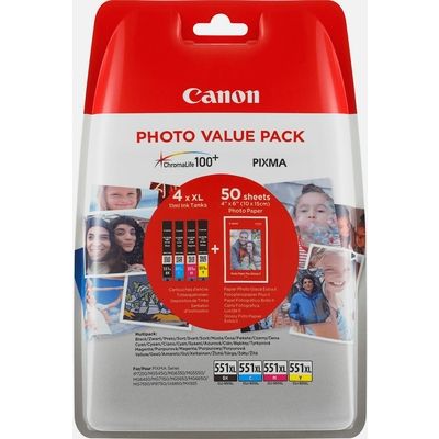 Canon CLI-551XL C/M/Y/BK Photo pack - 4-farbig - Druckerpatrone - Hohe Kapazität - Multipack