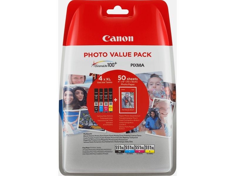 Canon CLI-551XL C/M/Y/BK Photo pack - 4-farbig - Druckerpatrone - Hohe Kapazität - Multipack