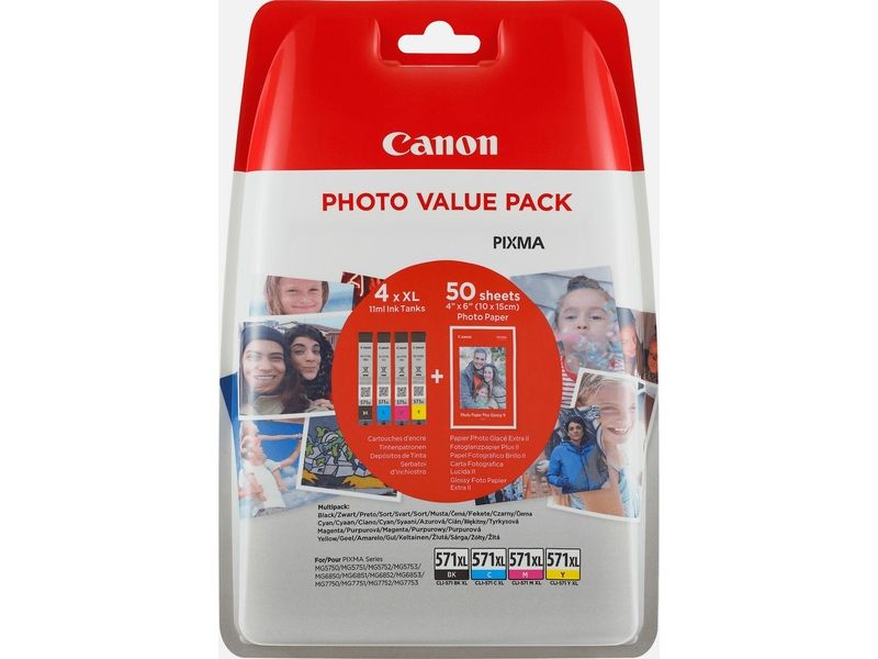 Canon CLI-571XL BK/C/M/Y + Photo Pack Druckerpatrone -  4-Farben -  Multipack - Hohe Kapazität