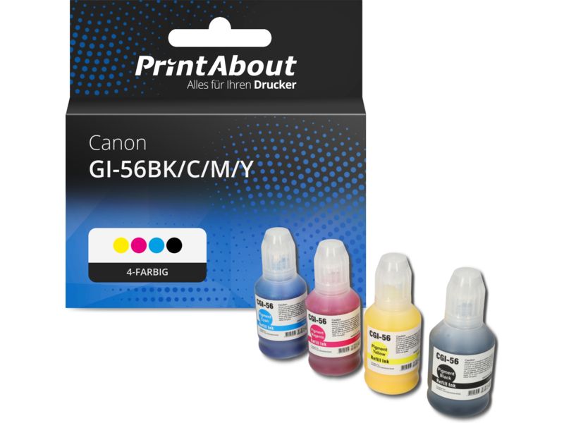 PrintAbout Druckerpatrone GI-56BK/C/M/Y 4-farbig Multipack für Canon