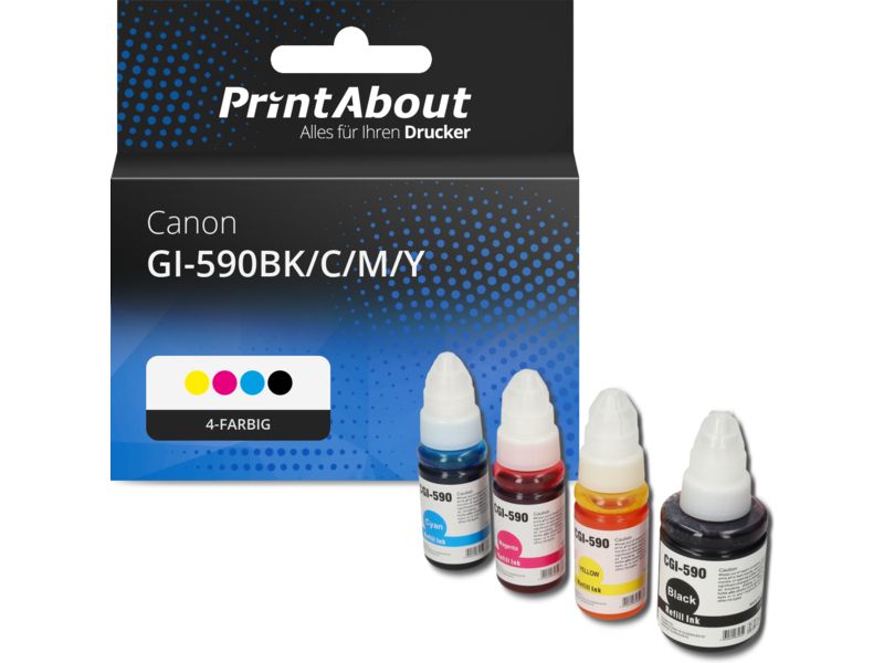 PrintAbout Druckerpatrone GI-590BK/C/M/Y 4-farbig Multipack für Canon