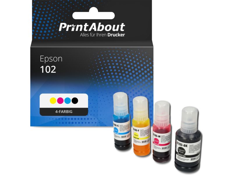 PrintAbout Druckerpatrone 102 (T03R14/24/34/440) 4-farbig Multipack für Epson