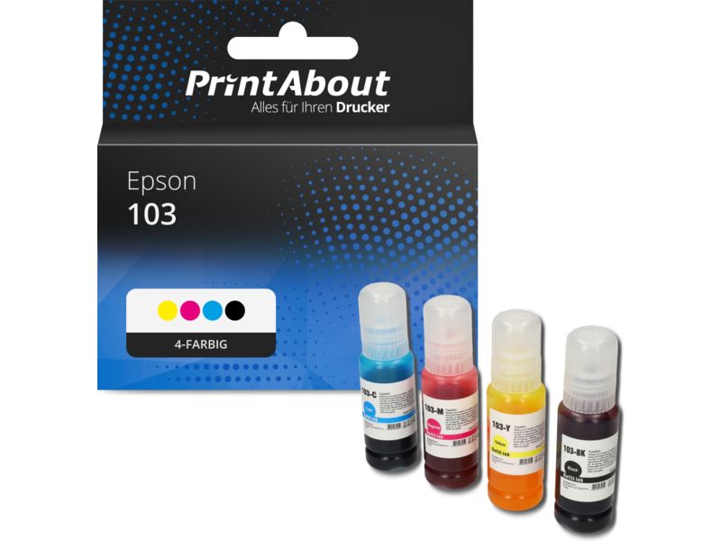 PrintAbout Druckerpatrone 103 (C13T00S64A) 4-farbig Multipack für Epson