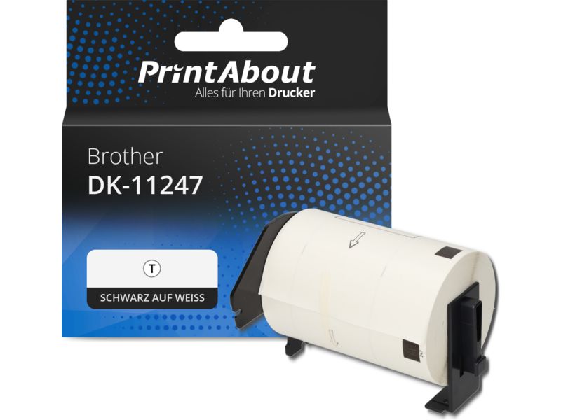 PrintAbout Etikett DK-11247 Schwarz auf weiß (103 mm x 164 mm) für Brother