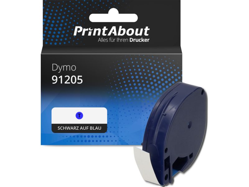 PrintAbout Tape 91205 (S0721650) Schwarz auf blau (12 mm) für Dymo