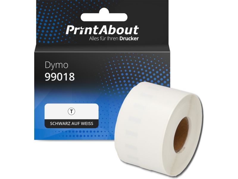 PrintAbout Etikett 99018 (S0722470) Schwarz auf weiß (38 mm x 190 mm) für Dymo