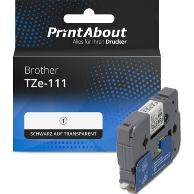 Schriftband kompatibel mit Brother TZe-111 - (6 mm) - Schwarz auf transparent