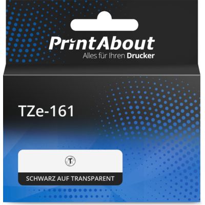 Schriftband kompatibel mit Brother TZe-161 - (36 mm) - Schwarz auf transparent