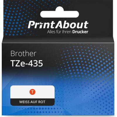 Schriftband kompatibel mit Brother TZe-435 - (12 mm) - Weiß auf rot