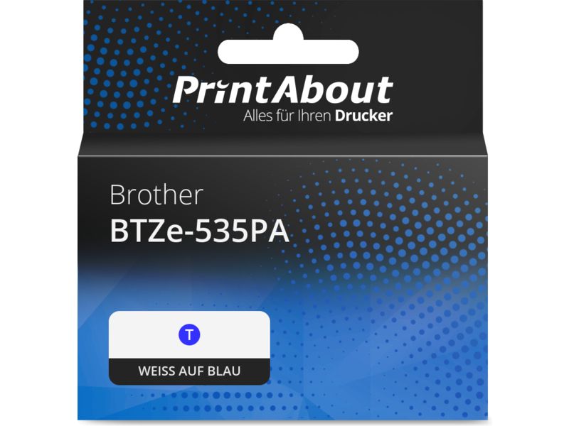 PrintAbout Schriftband kompatibel mit Brother BTZe-535PA - (12 mm) - Weiß auf blau