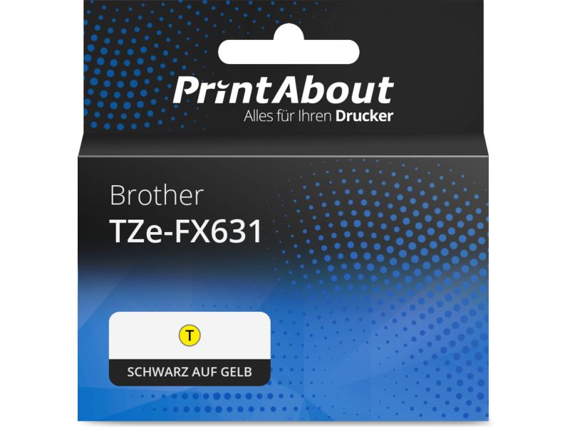 PrintAbout Schriftband kompatibel mit Brother TZe-FX631 - (12 mm) - Schwarz auf gelb