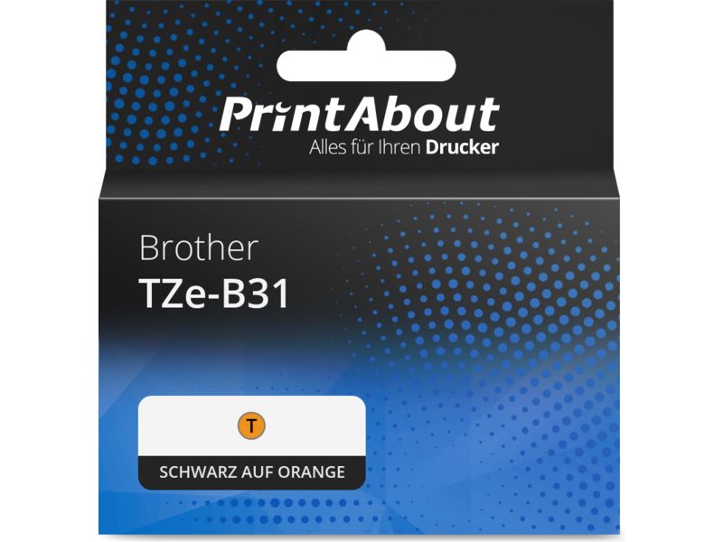 PrintAbout Tape TZe-B31 Schwarz auf orange (12 mm) für Brother