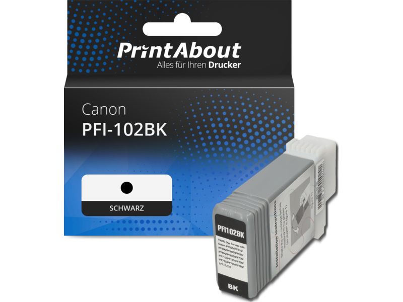 PrintAbout Druckerpatrone PFI-102BK Schwarz für Canon