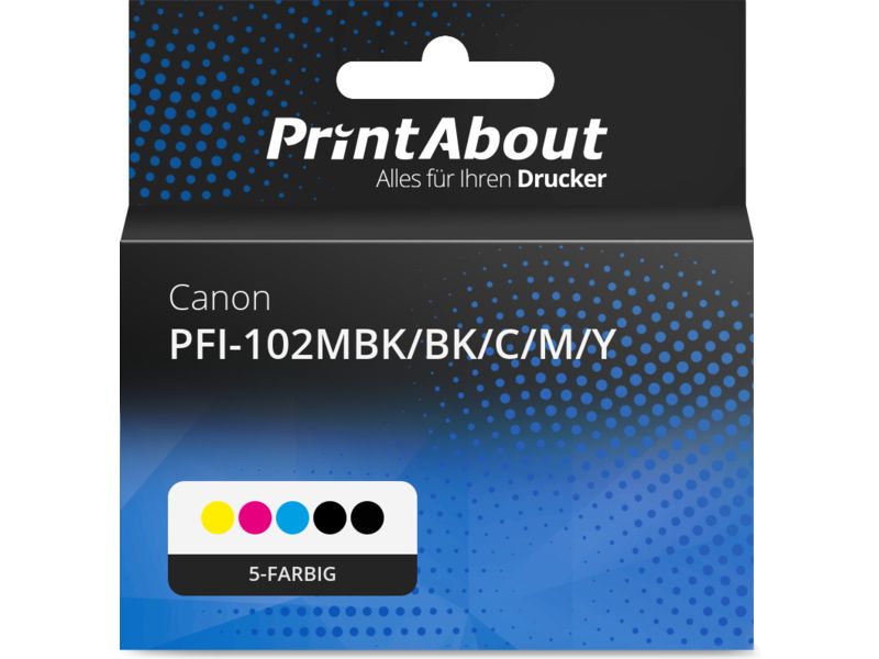 PrintAbout Druckerpatrone PFI-102MBK/BK/C/M/Y 5-farbig Multipack für Canon