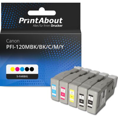 Druckerpatrone kompatibel mit Canon PFI-120MBK/BK/C/M/Y - 5-farbig - Multipack