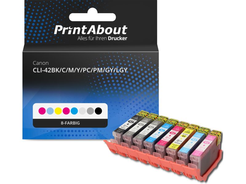 PrintAbout Druckerpatrone CLI-42BK/C/M/Y/PC/PM/GY/LGY 8-farbig Multipack für Canon