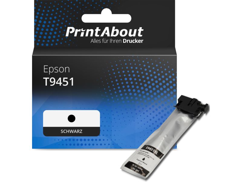 PrintAbout Druckerpatrone T9451 Schwarz Hohe Kapazität für Epson