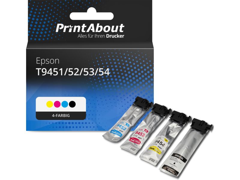 PrintAbout Druckerpatrone T9451/52/53/54 4-farbig Multipack Hohe Kapazität für Epson