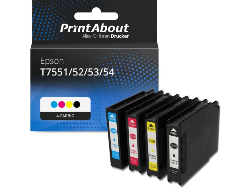 PrintAbout Druckerpatrone T7551/52/53/54 4-farbig Multipack für Epson