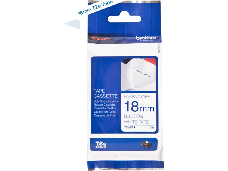Brother TZe-FA4B - (18 mm) - Blau auf weiß - Tape
