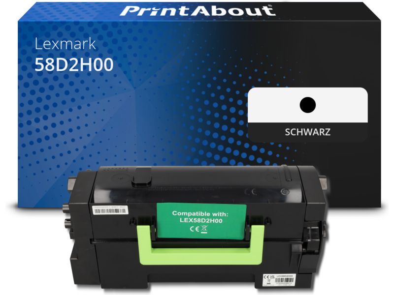PrintAbout Toner 58D2H00 Schwarz Hohe Kapazität für Lexmark