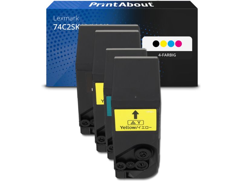 PrintAbout Toner 74C2SK/C/M/Y0 4-farbig Multipack Hohe Kapazität für Lexmark