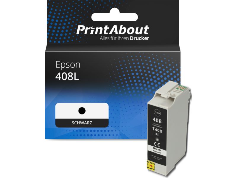 PrintAbout Druckerpatrone 408L (C13T09K14010) Schwarz Hohe Kapazität für Epson