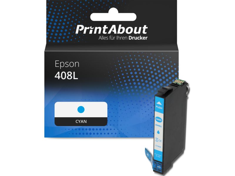PrintAbout Druckerpatrone 408L (C13T09K24010) Cyan Hohe Kapazität für Epson