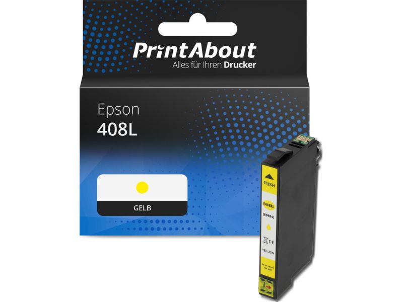 PrintAbout Druckerpatrone 408L (C13T09K44010) Gelb Hohe Kapazität für Epson