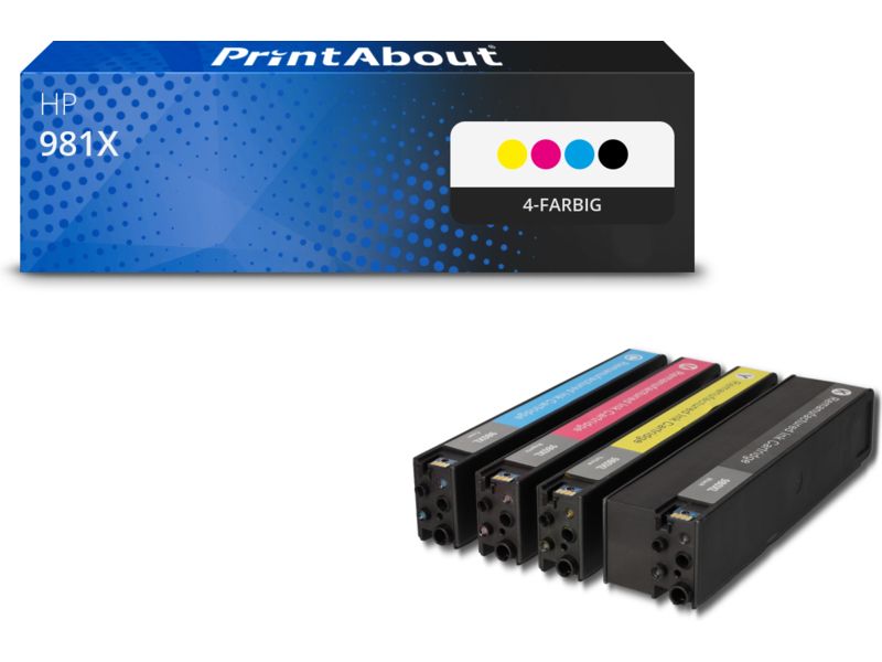 PrintAbout Druckerpatrone 981X (L0R09/10/11/12A) 4-farbig Multipack Hohe Kapazität für HP
