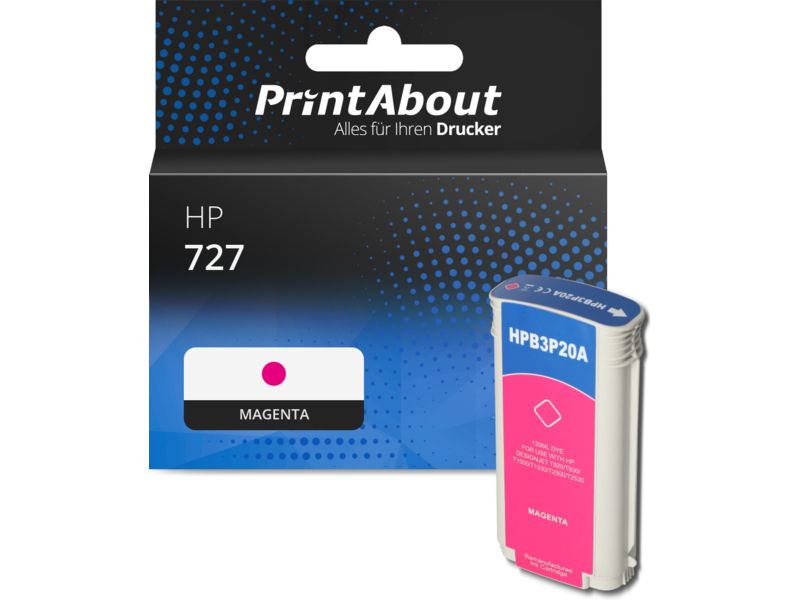 PrintAbout Druckerpatrone 727 (B3P20A) Magenta Hohe Kapazität für HP
